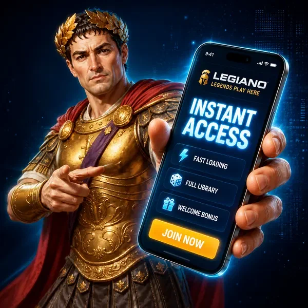 Stilvoller Spieler lädt mobile App auf leuchtendem Smartphone-Bildschirm mit Sofortzugriff-Anzeige herunter