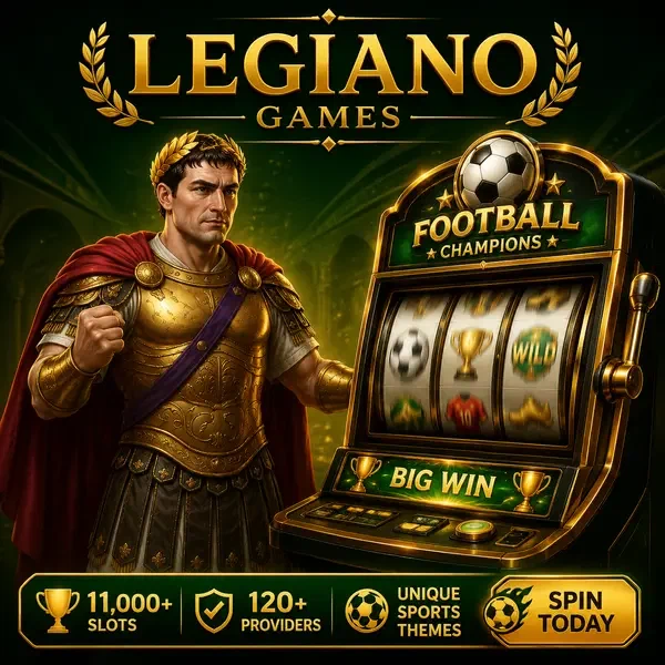 Spieler interagiert mit Fußball-thematisierten Spielautomaten im Legiano Casino Spielbereich