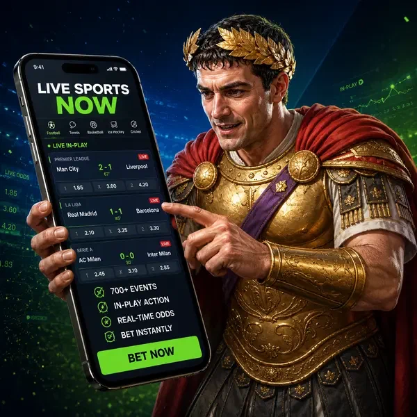 Sport-Enthusiast engagiert sich mit Live Sports and Markets Available Now Wett-App-Oberfläche